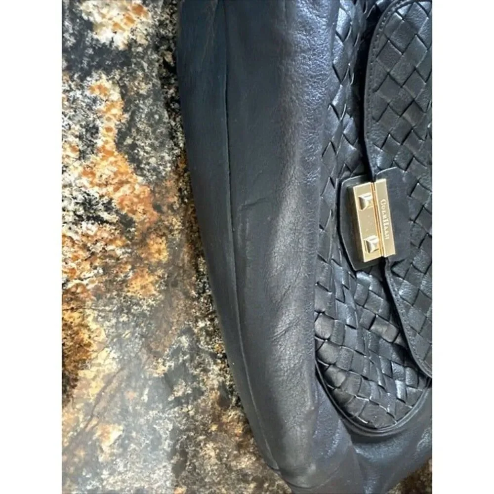 Cole Haan Grammercy Woodbury,‎ leather hobo purse, black gold hardware